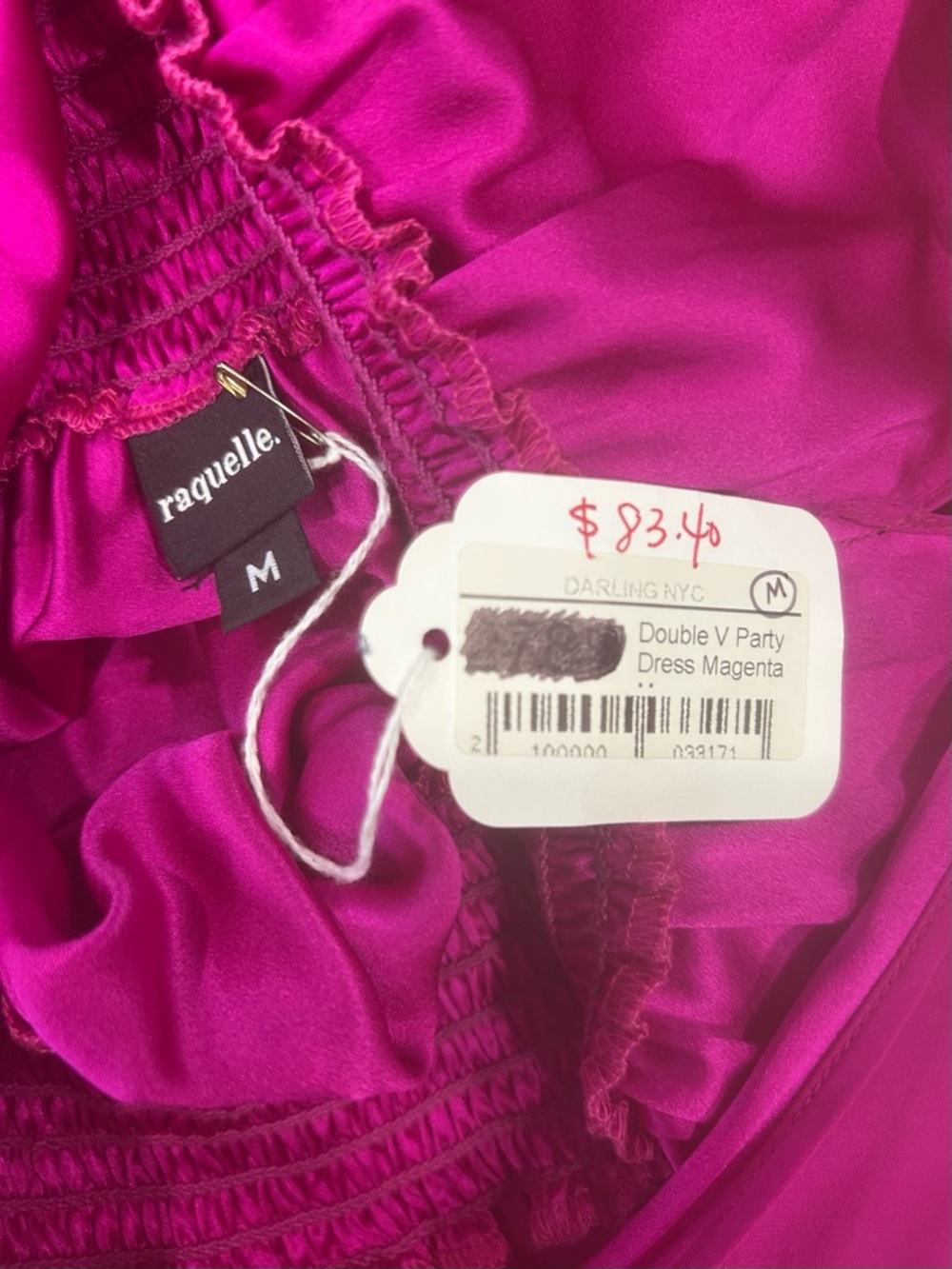 Raquelle 100% Silk Magenta Double V Party Dress USA women’s Size Medium new sexy - Picture 10 of 11